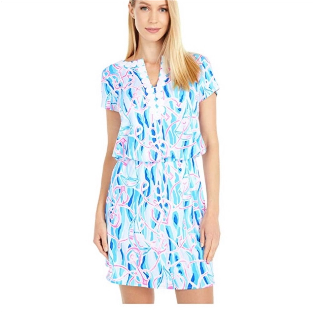 Lilly Pulitzer Rebel Skort Romper Skim Blue Reel Nauti Size Small